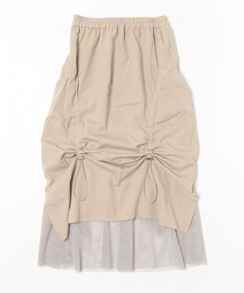 セール】551238：蝶柄プリント メッシュ切替ドロストスカート  