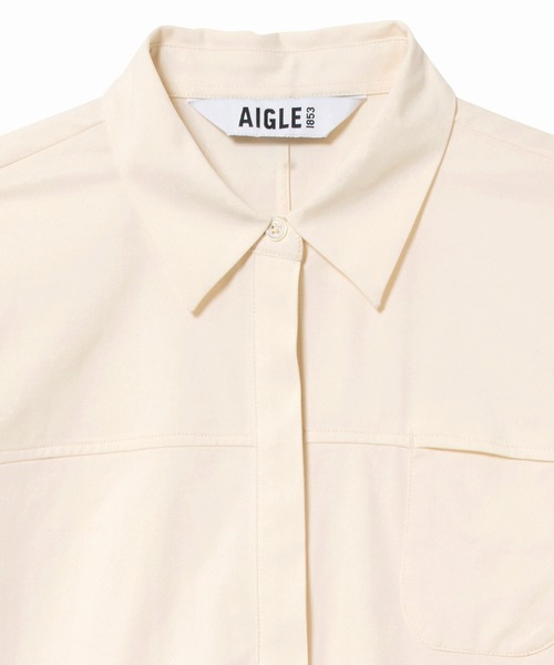 AIGLE(エーグル)の「UVカット 吸水速乾 オーバーサイズ半袖シャツ(シャツ/ブラウス・レディース・オフホワイト/ホワイト・38/36/40)」の9枚目の写真