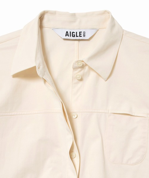 AIGLE(エーグル)の「UVカット 吸水速乾 オーバーサイズ半袖シャツ(シャツ/ブラウス・レディース・オフホワイト/ホワイト・38/36/40)」の10枚目の写真