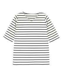 キーネック5分袖テレコリブカットソー