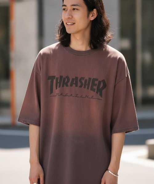 THRASHER（スラッシャー）の「S/S FADE T-SHIRTS / THRASHERスラッシャーフェード半袖T-シャツヴィンテージライクブランドロゴプリント（Tシャツ/カットソー・メンズ・ブラウン/ブラック・MEDIUM/LARGE/X-LARGE）」の5枚目の写真