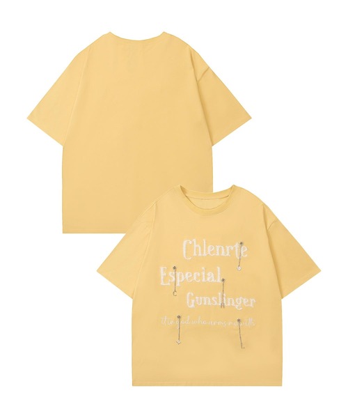 HOOK(フック)の「メタルアクセントTシャツ (SS)(Tシャツ/カットソー・メンズ・ピンク/イエロー・MEDIUM/LARGE)」の1枚目の写真