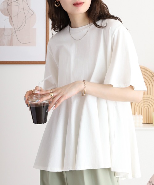 セール】フレアヘムショートスリーブトップス（Tシャツ