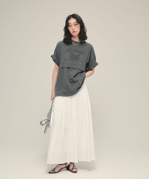 eL(エル)の「【eL】Layered Tee SS/459633(Tシャツ/カットソー・レディース・ブルー/スミクロ・FREE)」の3枚目の写真
