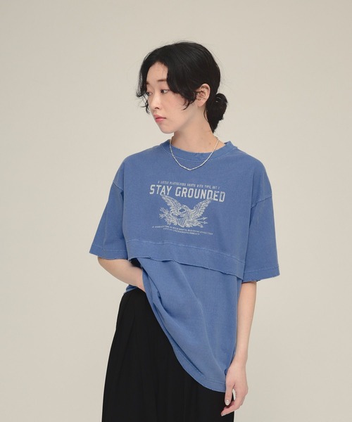 eL(エル)の「【eL】Layered Tee SS/459633(Tシャツ/カットソー・レディース・ブルー/スミクロ・FREE)」の12枚目の写真