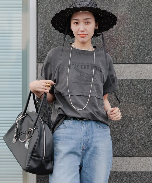 eL(エル)の「【eL】Layered Tee SS/459633(Tシャツ/カットソー・レディース・ブルー/スミクロ・FREE)」の15枚目の写真