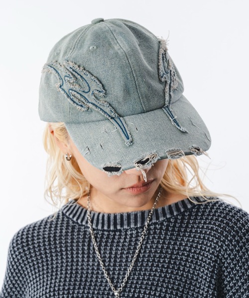 SHORT ROUND（ショートラウンド）の「SHORT ROUND/トライバルダメージキャップ（キャップ・メンズ・ブラック/スカイブルー・FREE）」の14枚目の写真