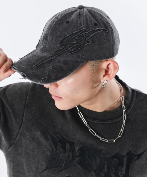 SHORT ROUND（ショートラウンド）の「SHORT ROUND/トライバルダメージキャップ（キャップ・メンズ・ブラック/スカイブルー・FREE）」の11枚目の写真