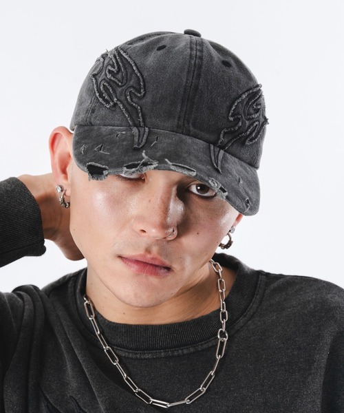 SHORT ROUND（ショートラウンド）の「SHORT ROUND/トライバルダメージキャップ（キャップ・メンズ・ブラック/スカイブルー・FREE）」の12枚目の写真