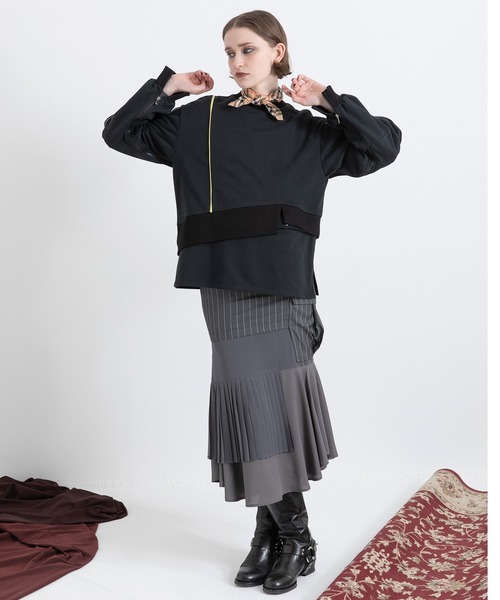 AULA AILA（アウラアイラ）の「2WAYパイピングプルオーバー（スウェット・レディース・ブラック/オフホワイト/ブルー・0）」の19枚目の写真