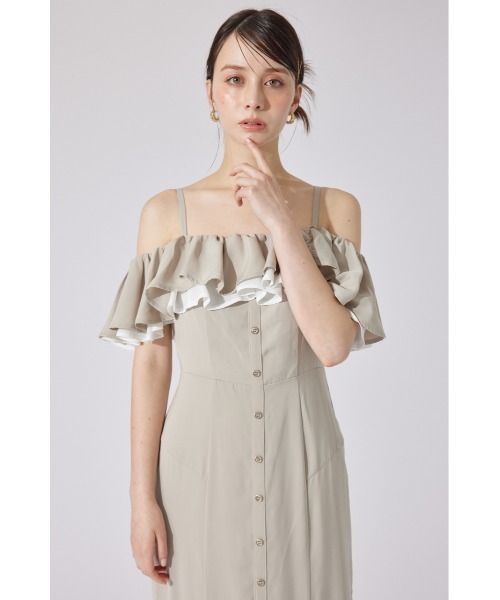 rienda（リエンダ）の「バイカラーオフショルマーメイドワンピース 夏服（ワンピース・レディース・ベージュ/ピンク/ブラック・SMALL/MEDIUM）」の7枚目の写真
