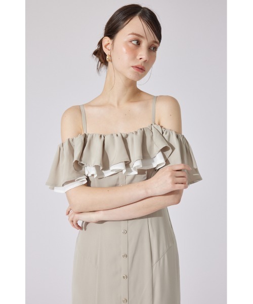 rienda（リエンダ）の「バイカラーオフショルマーメイドワンピース 夏服（ワンピース・レディース・ベージュ/ピンク/ブラック・SMALL/MEDIUM）」の6枚目の写真