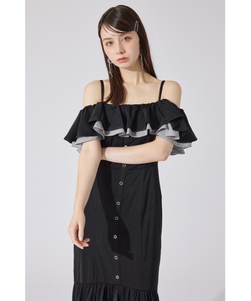 rienda（リエンダ）の「バイカラーオフショルマーメイドワンピース 夏服（ワンピース・レディース・ベージュ/ピンク/ブラック・SMALL/MEDIUM）」の18枚目の写真
