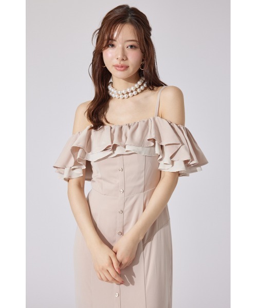 rienda（リエンダ）の「バイカラーオフショルマーメイドワンピース 夏服（ワンピース・レディース・ベージュ/ピンク/ブラック・SMALL/MEDIUM）」の14枚目の写真