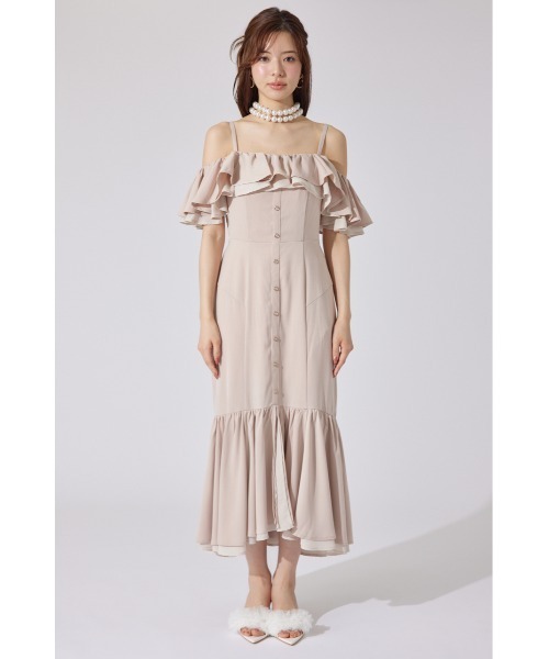 rienda（リエンダ）の「バイカラーオフショルマーメイドワンピース 夏服（ワンピース・レディース・ベージュ/ピンク/ブラック・SMALL/MEDIUM）」の12枚目の写真