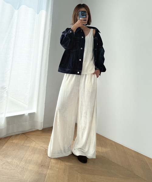 CANAL JEAN（キャナルジーン）の「Miller　ベロアパネルリブパンツ（その他パンツ・レディース・ネイビー/アイボリー・ONE SIZE）」の6枚目の写真