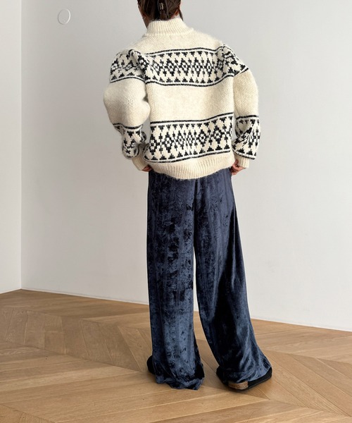 CANAL JEAN（キャナルジーン）の「Miller　ベロアパネルリブパンツ（その他パンツ・レディース・ネイビー/アイボリー・ONE SIZE）」の8枚目の写真