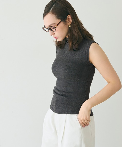 coca(coca)(コカ)の「【WEB限定セール】リブハイネックノースリーブトップス(ニット/セーター・レディース・チャコール/ブラック・S/M/L)」の8枚目の写真