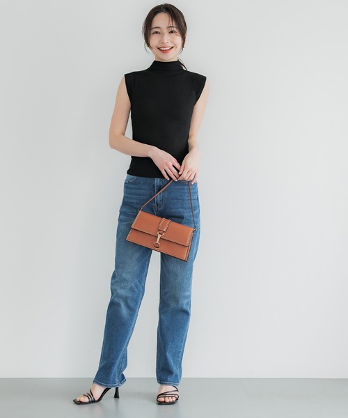 coca(coca)(コカ)の「【WEB限定セール】リブハイネックノースリーブトップス(ニット/セーター・レディース・チャコール/ブラック・S/M/L)」の3枚目の写真