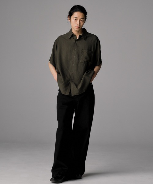 THE CLE（ザクレ）の「SHEER SLUB SHIRT / シアースラブシャツ【シアー】【スラブ】 シャツ トップス メンズ（シャツ/ブラウス・メンズ・カーキ/ブラック・LARGE/MEDIUM/SMALL）」の13枚目の写真