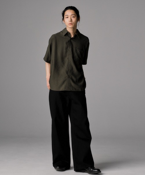 THE CLE（ザクレ）の「SHEER SLUB SHIRT / シアースラブシャツ【シアー】【スラブ】 シャツ トップス メンズ（シャツ/ブラウス・メンズ・カーキ/ブラック・LARGE/MEDIUM/SMALL）」の14枚目の写真