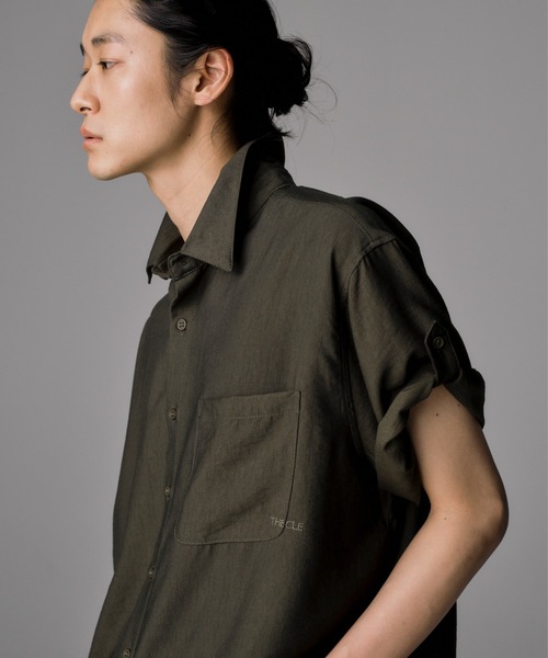 THE CLE（ザクレ）の「SHEER SLUB SHIRT / シアースラブシャツ【シアー】【スラブ】 シャツ トップス メンズ（シャツ/ブラウス・メンズ・カーキ/ブラック・LARGE/MEDIUM/SMALL）」の16枚目の写真