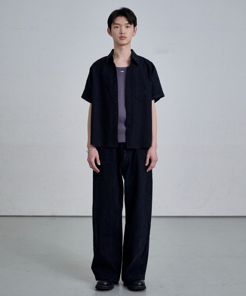 THE CLE（ザクレ）の「SHEER SLUB SHIRT / シアースラブシャツ【シアー】【スラブ】 シャツ トップス メンズ（シャツ/ブラウス・メンズ・カーキ/ブラック・LARGE/MEDIUM/SMALL）」の7枚目の写真