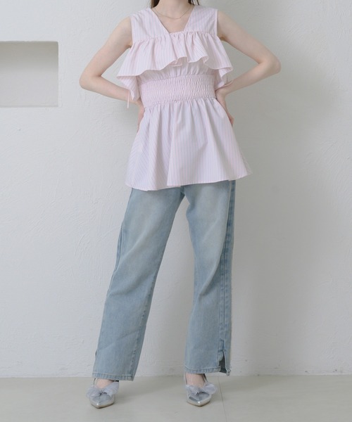 とうふ　2品種 2way assort shirring tunic / 2wayアソートシャーリングチュニック