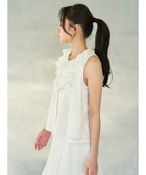 SNIDEL（スナイデル）の「クラシックブラウス（シャツ/ブラウス・レディース・ライトベージュ/チェック/ホワイト・F）」の7枚目の写真