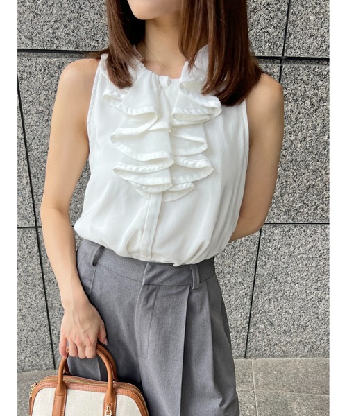 SNIDEL（スナイデル）の「クラシックブラウス（シャツ/ブラウス・レディース・ライトベージュ/チェック/ホワイト・F）」の2枚目の写真