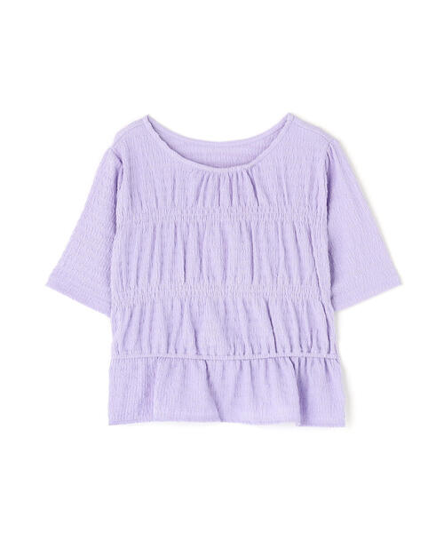 NATURAL BEAUTY BASIC（ナチュラルビューティーベーシック）の「◇シャーリングペプラムカットソー半袖（Tシャツ/カットソー・レディース・オフホワイト/ダークブラウン/ラベンダー・FREE）」の18枚目の写真