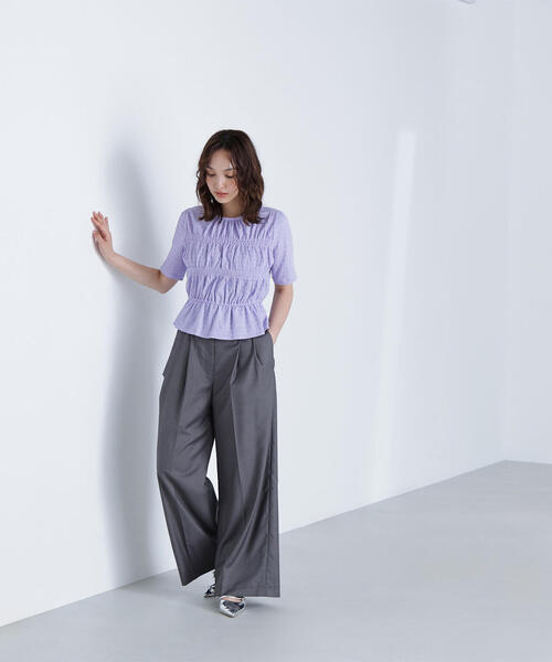 ◇シャーリングペプラムカットソー半袖（Tシャツ/カットソー