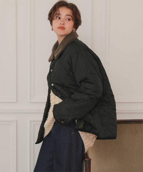 titivate（ティティベイト）の「配色襟付きキルティングジャケット（ダウンジャケット/コート・レディース・ブラック/カーキ/アイボリー・FREE）」の10枚目の写真