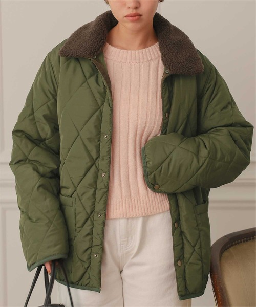 titivate（ティティベイト）の「配色襟付きキルティングジャケット（ダウンジャケット/コート・レディース・ブラック/カーキ/アイボリー・FREE）」の22枚目の写真