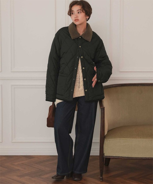 titivate（ティティベイト）の「配色襟付きキルティングジャケット（ダウンジャケット/コート・レディース・ブラック/カーキ/アイボリー・FREE）」の11枚目の写真