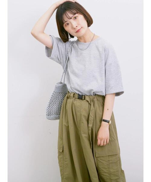 Samansa Mos2 blue(サマンサモスモスブルー)の「◎【接触冷感】ビッグTシャツ(Tシャツ/カットソー・レディース・チャコールグレー/オフホワイト/トップグレー・F)」の1枚目の写真