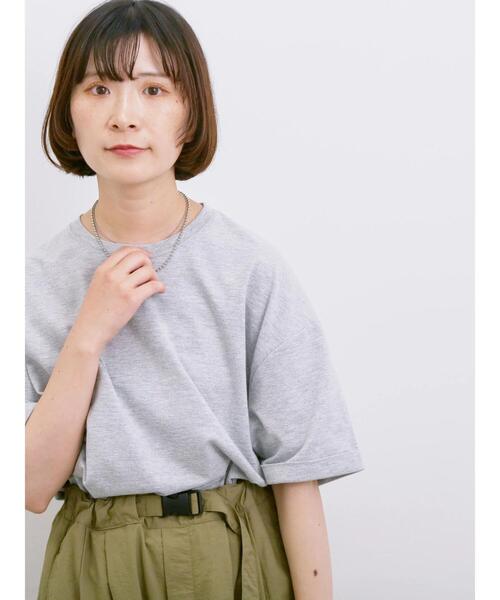 Samansa Mos2 blue(サマンサモスモスブルー)の「◎【接触冷感】ビッグTシャツ(Tシャツ/カットソー・レディース・チャコールグレー/オフホワイト/トップグレー・F)」の4枚目の写真