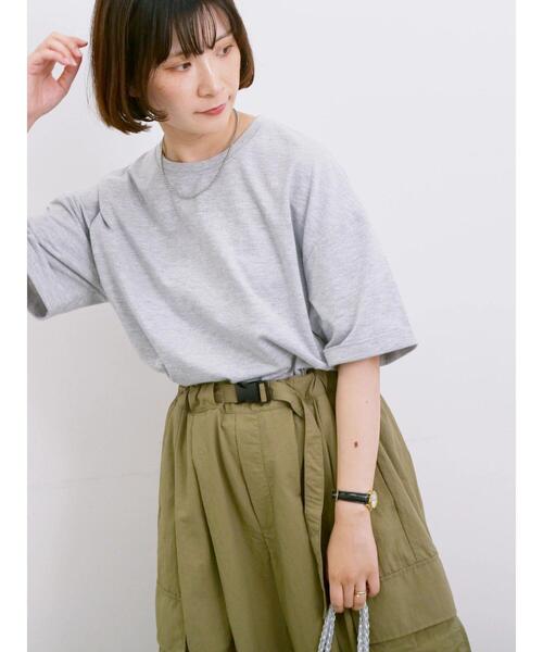 Samansa Mos2 blue(サマンサモスモスブルー)の「◎【接触冷感】ビッグTシャツ(Tシャツ/カットソー・レディース・チャコールグレー/オフホワイト/トップグレー・F)」の5枚目の写真
