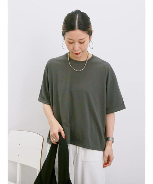 Samansa Mos2 blue(サマンサモスモスブルー)の「◎【接触冷感】ビッグTシャツ(Tシャツ/カットソー・レディース・チャコールグレー/オフホワイト/トップグレー・F)」の17枚目の写真