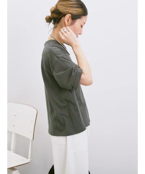 Samansa Mos2 blue(サマンサモスモスブルー)の「◎【接触冷感】ビッグTシャツ(Tシャツ/カットソー・レディース・チャコールグレー/オフホワイト/トップグレー・F)」の18枚目の写真