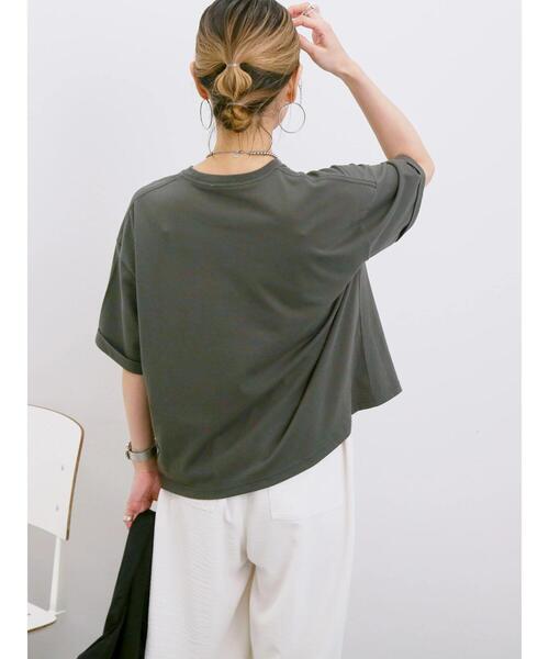 Samansa Mos2 blue(サマンサモスモスブルー)の「◎【接触冷感】ビッグTシャツ(Tシャツ/カットソー・レディース・チャコールグレー/オフホワイト/トップグレー・F)」の19枚目の写真
