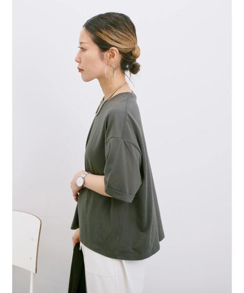 Samansa Mos2 blue(サマンサモスモスブルー)の「◎【接触冷感】ビッグTシャツ(Tシャツ/カットソー・レディース・チャコールグレー/オフホワイト/トップグレー・F)」の20枚目の写真