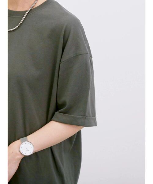 Samansa Mos2 blue(サマンサモスモスブルー)の「◎【接触冷感】ビッグTシャツ(Tシャツ/カットソー・レディース・チャコールグレー/オフホワイト/トップグレー・F)」の22枚目の写真