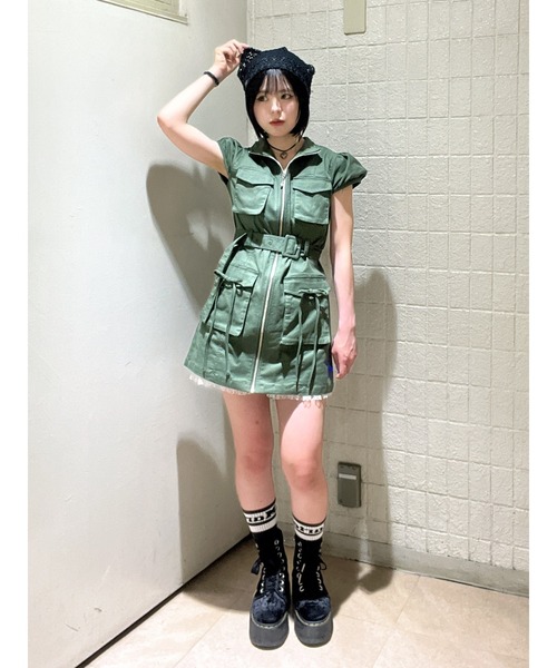 jouetie ジュエティ ミリタリーワンピース jouetie ワンピース ミリタリーZIPミニワンピース : ZOZOTOWN