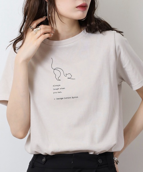 FUNALIVE(ファンアライブ)の「レギュラーTシャツ(Tシャツ/カットソー・レディース・オレンジ/ベージュ系/ブラック系/ベージュ/イエロー/ホワイト系/グリーン系/グリーン/杢グレー/オフホワイト・F)」の6枚目の写真