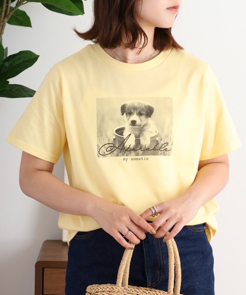 FUNALIVE(ファンアライブ)の「レギュラーTシャツ(Tシャツ/カットソー・レディース・オレンジ/ベージュ系/ブラック系/ベージュ/イエロー/ホワイト系/グリーン系/グリーン/杢グレー/オフホワイト・F)」の9枚目の写真