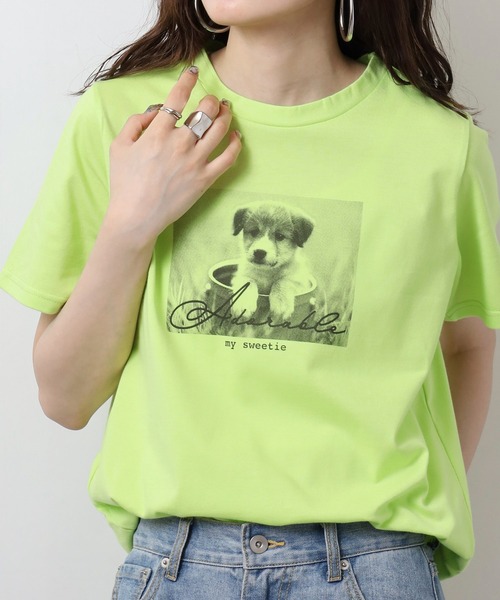 FUNALIVE(ファンアライブ)の「レギュラーTシャツ(Tシャツ/カットソー・レディース・オレンジ/ベージュ系/ブラック系/ベージュ/イエロー/ホワイト系/グリーン系/グリーン/杢グレー/オフホワイト・F)」の7枚目の写真