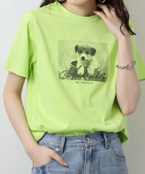 FUNALIVE(ファンアライブ)の「レギュラーTシャツ(Tシャツ/カットソー・レディース・オレンジ/ベージュ系/ブラック系/ベージュ/イエロー/ホワイト系/グリーン系/グリーン/杢グレー/オフホワイト・F)」の14枚目の写真