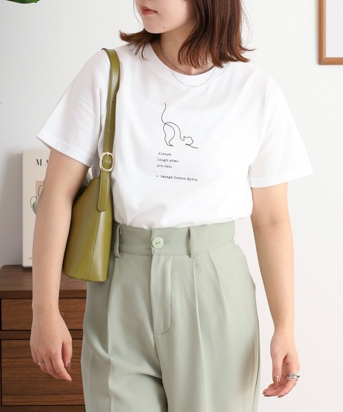 FUNALIVE(ファンアライブ)の「レギュラーTシャツ(Tシャツ/カットソー・レディース・オレンジ/ベージュ系/ブラック系/ベージュ/イエロー/ホワイト系/グリーン系/グリーン/杢グレー/オフホワイト・F)」の17枚目の写真