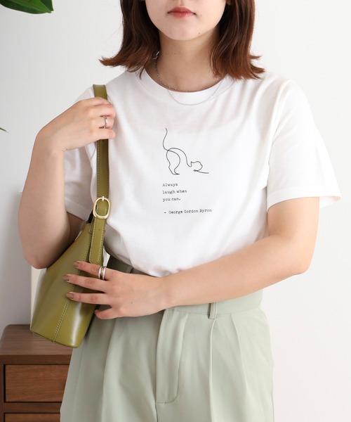 FUNALIVE(ファンアライブ)の「レギュラーTシャツ(Tシャツ/カットソー・レディース・オレンジ/ベージュ系/ブラック系/ベージュ/イエロー/ホワイト系/グリーン系/グリーン/杢グレー/オフホワイト・F)」の18枚目の写真